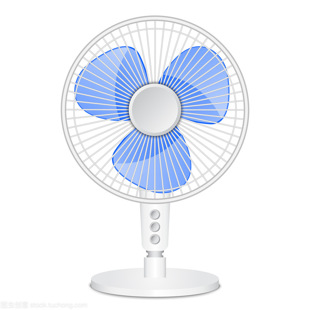 矢量插画中的夏日之风 电动风扇的艺术表现
